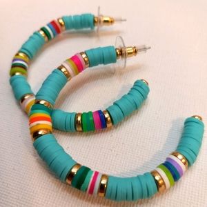 Beaded half hoop earings